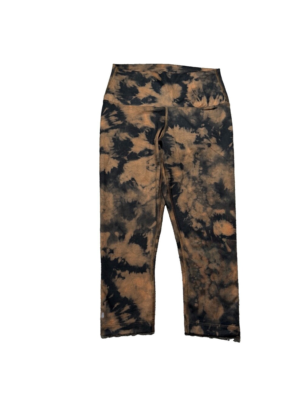 Nobull Capri Leggings Womens Black Orange Printed High Rise Pull On Small